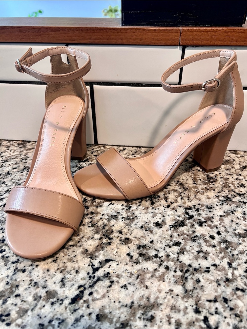 Kelly & Katie Nude/tan Block Heel Ankle-Strap Sandals